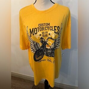 Motorcycle t-shirt yellow graphic tee NWT size Large